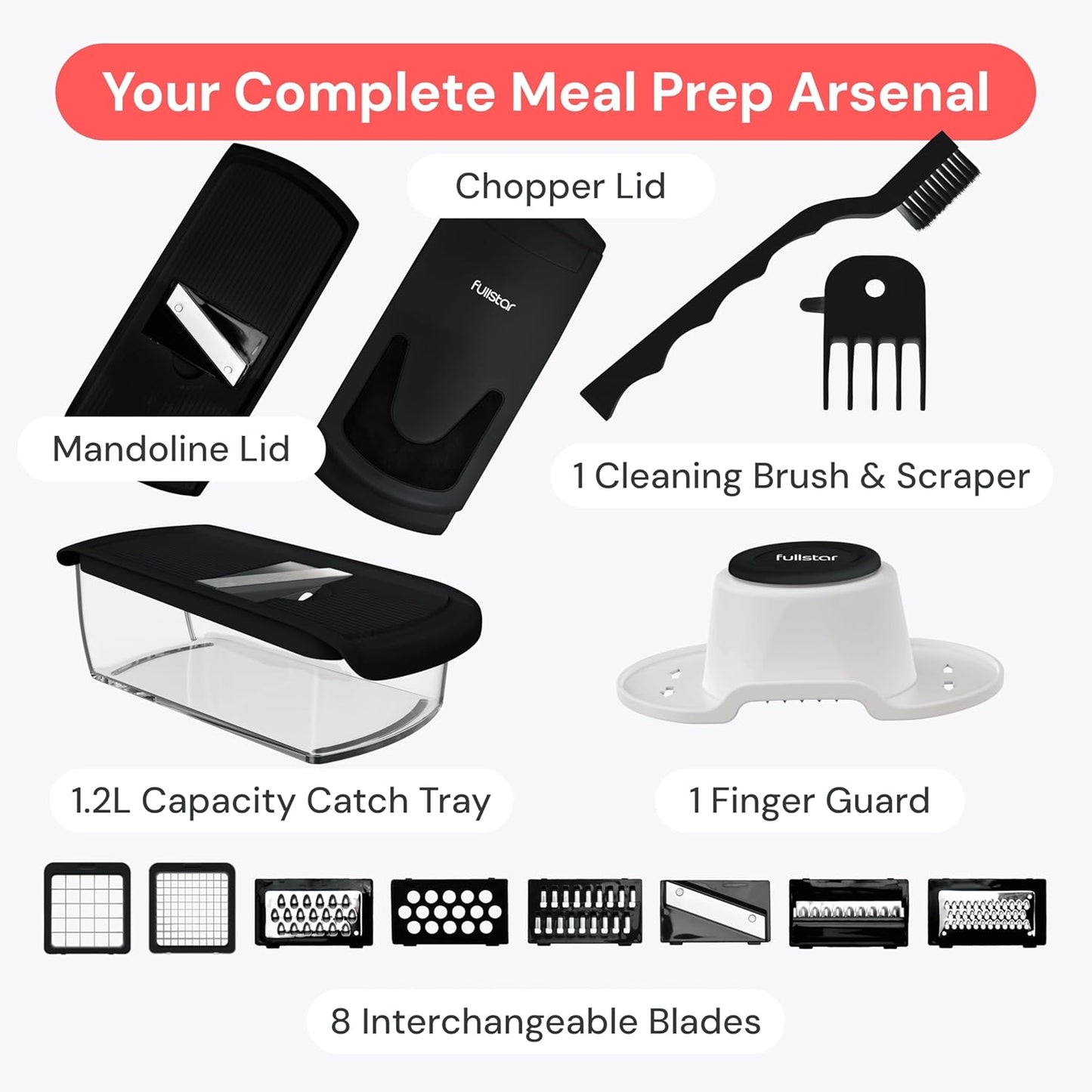 Fullstar The Original Pro Chopper - Vegetable Chopper and Spiralizer, Food Chopper with Container, Fruit Slicer, Kitchen Gadgets & Gifts, Home Essentials (4 in 1, Black)
