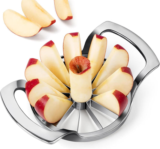 4.72 inches Apple Slicer,12-Blade Extra Large Apple Corer, Heavy Duty Stainless Steel Apple Cutter and Divider with Updated Safe Blade System