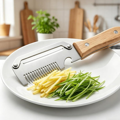 3 in 1 peeler and slicer tool, Serrated Peeling Knife Premium Vegetable Peeler, Multi-function Stainless Steel Thickened Fruit PeelersWooden Handle and Bottle Opener for Fruits and Vegetables (1)