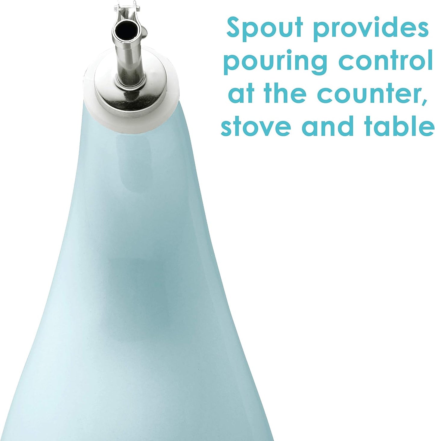 Rachael Ray 48467 Ceramic EVOO Oil and Vinegar Dispensing Bottle with Spout, 24 Ounce - Agave Blue