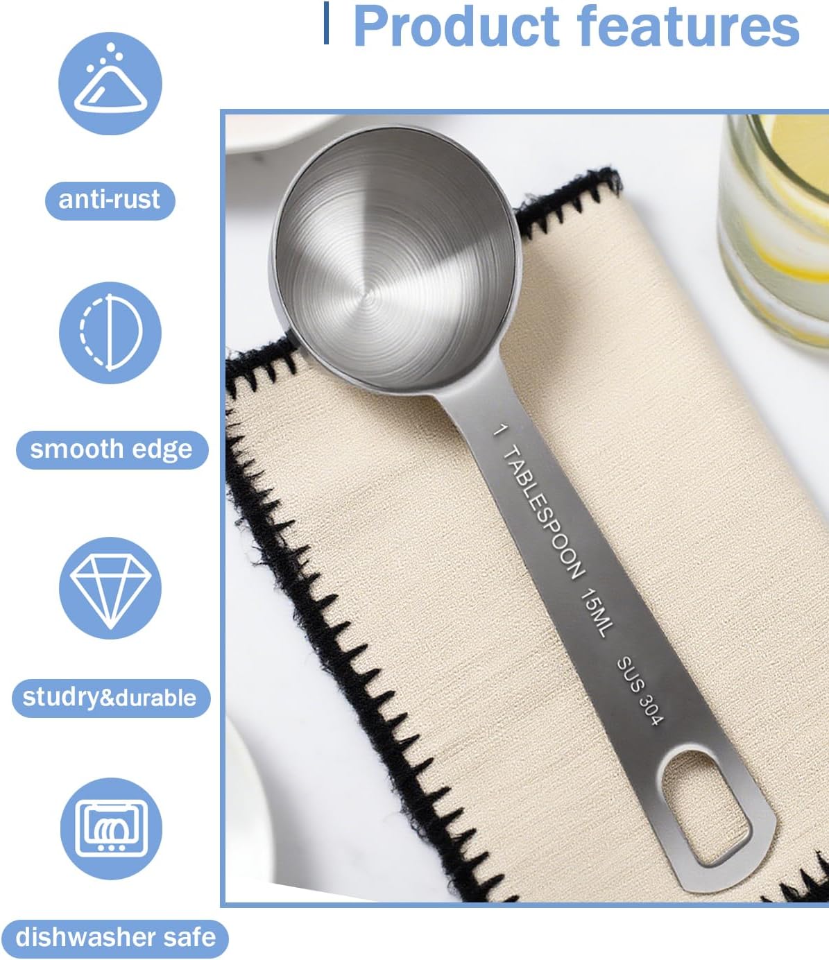 Teaspoon Measuring Spoons, 7.5mL (7.5 cc | 1/4 oz) Stainless Steel Teaspoon Scoop, Long Handle Metal Measuring Spoons for Cooking,Baking (0.25 OZ)