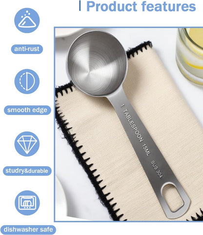 Teaspoon Measuring Spoons, 7.5mL (7.5 cc | 1/4 oz) Stainless Steel Teaspoon Scoop, Long Handle Metal Measuring Spoons for Cooking,Baking (0.25 OZ)