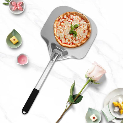 Perforated Pizza Peels 6 INCH pizza spatula paddle Long Handle Metal Pizza Spatula for Indoor and Outdoor (6 Inch)