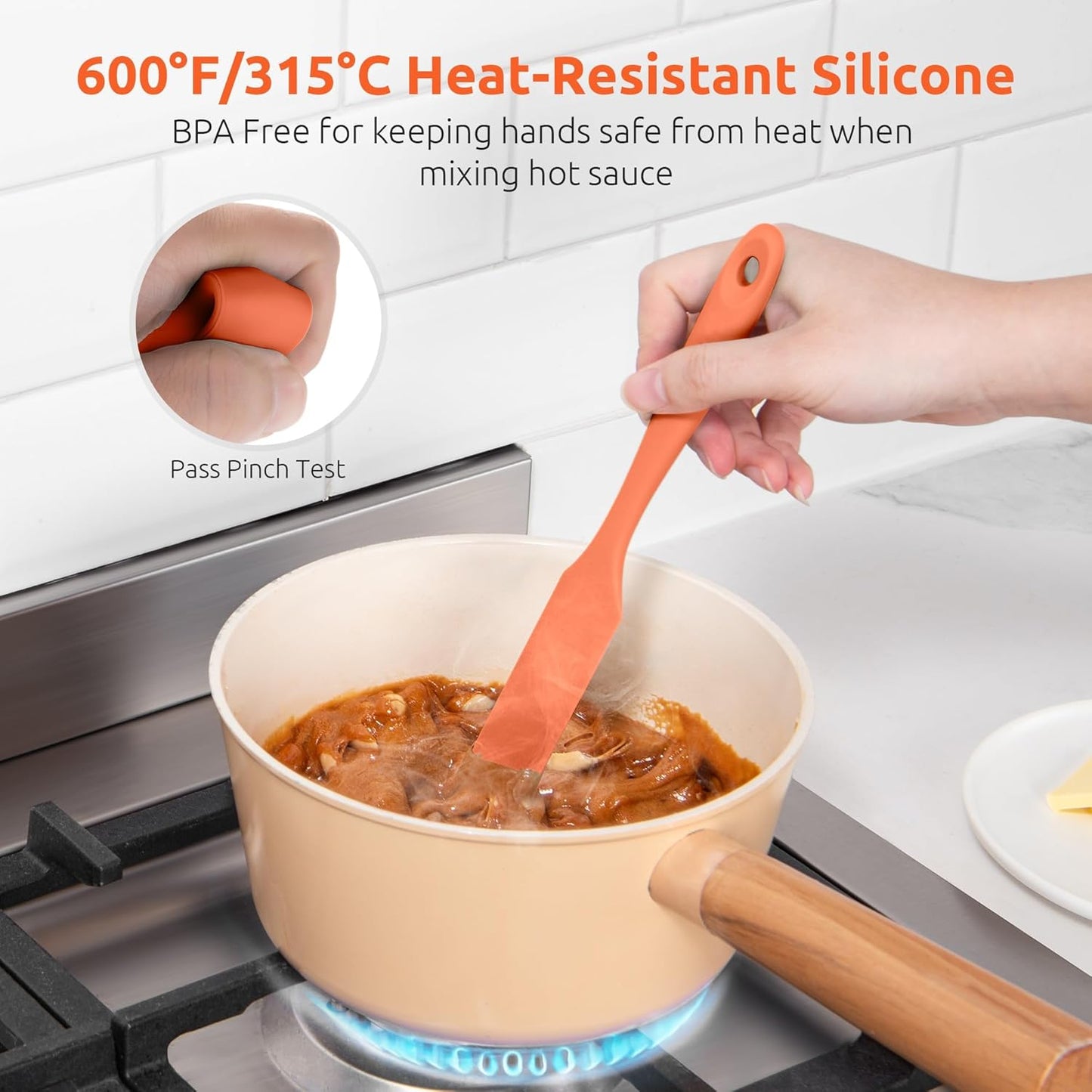 U-Taste Skinny Silicone Jar Spatula: 600ºF Heat-Resistant Food-Grade 10in Long Narrow Sourdough Stirring Stick, Seamless Flexible Peanut Butter Spreader for Scraping Icing Bread Cream, Jam (Aqua Sky)
