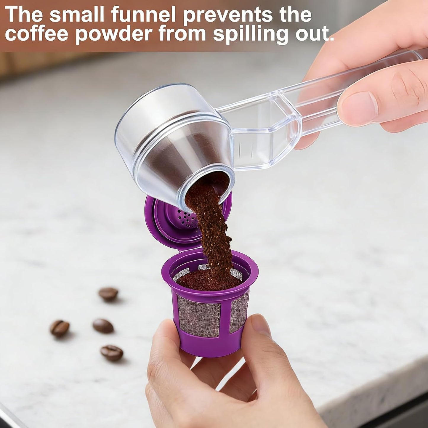 Palksky Coffee Scoop & Funnel for Reusable K Cup Refillable Coffee Pods, 2 Tablespoon Slide Coffee Measuring Funnel Scooper,1PCS