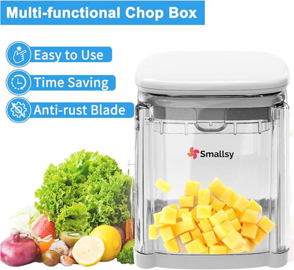 4-in-1 French Fry Cutter, Vegetable Chopper, Manual Potato Cutter for Fries, Food Dicer Chop Box, Onion Cutter Apple Slicer with 4 Stainless Steel Blades, ABS Plastic Material for Kitchen