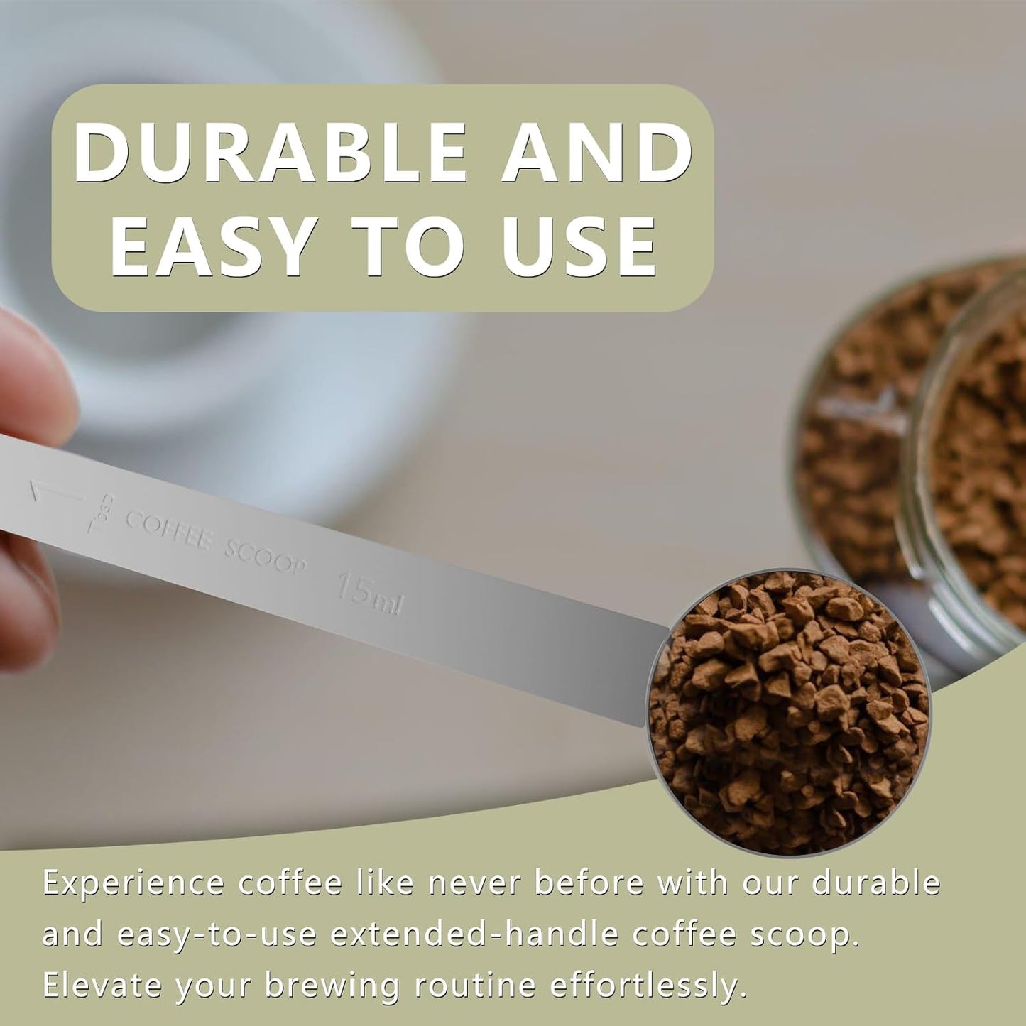 LEIFENY 1PCS 1 Teaspoon Coffee Scoop, 9" Long Handle Measuring Spoon, 1tsp (5 ml) Stainless Steel Scooper