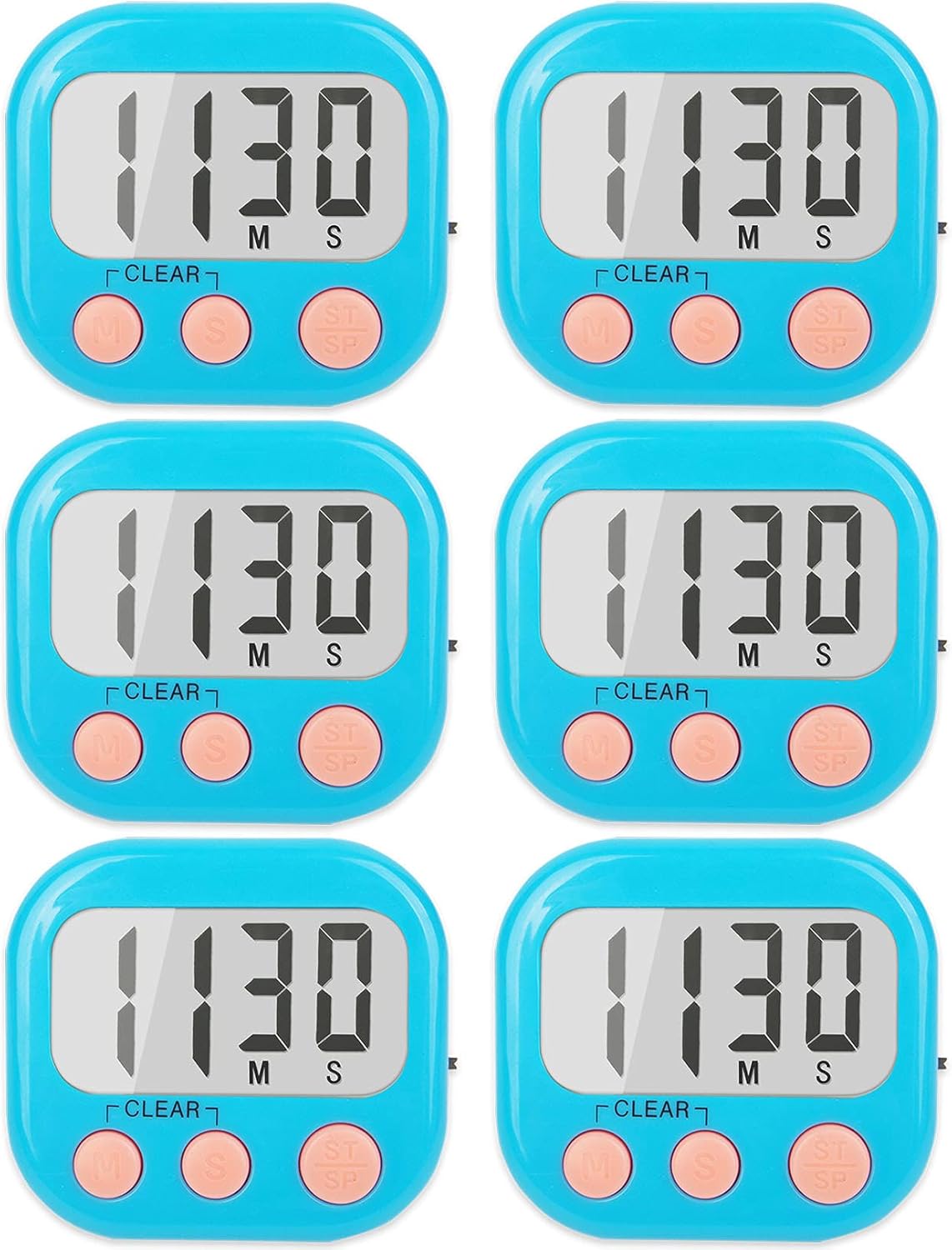 2 Pack Digital Kitchen Timer for Cooking Big Digits Loud Alarm Magnetic Backing Stand Cooking Timers for Baking White