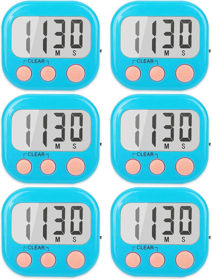 2 Pack Digital Kitchen Timer for Cooking Big Digits Loud Alarm Magnetic Backing Stand Cooking Timers for Baking White