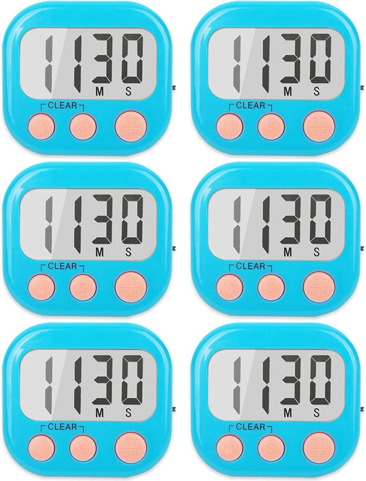 2 Pack Digital Kitchen Timer for Cooking Big Digits Loud Alarm Magnetic Backing Stand Cooking Timers for Baking White