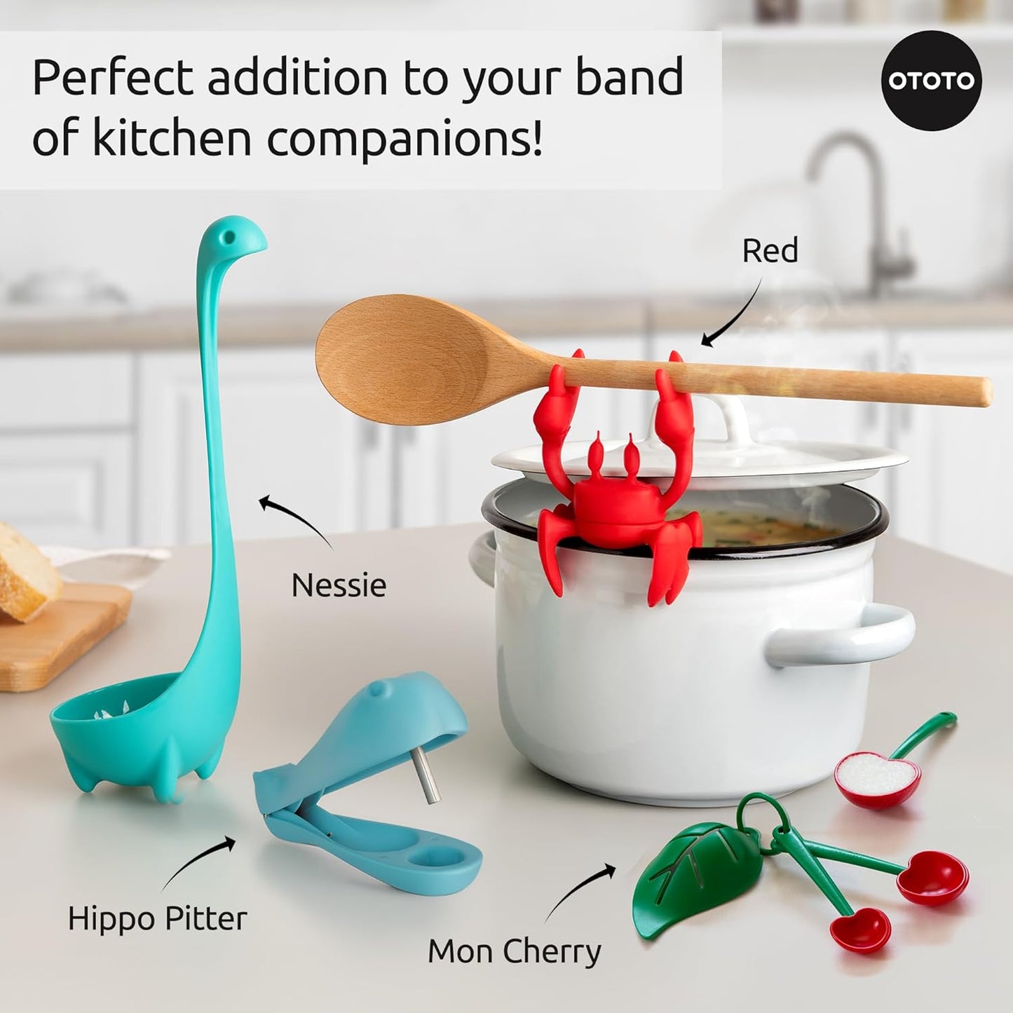 OTOTO Hippo Pitter – Cherry Pitter Tool for Cherries, Olive Pitter, Unique Kitchen Gadgets, Kitchen Essentials, Useful Gifts, Cute Kitchen Accessories, White Elephant Gifts