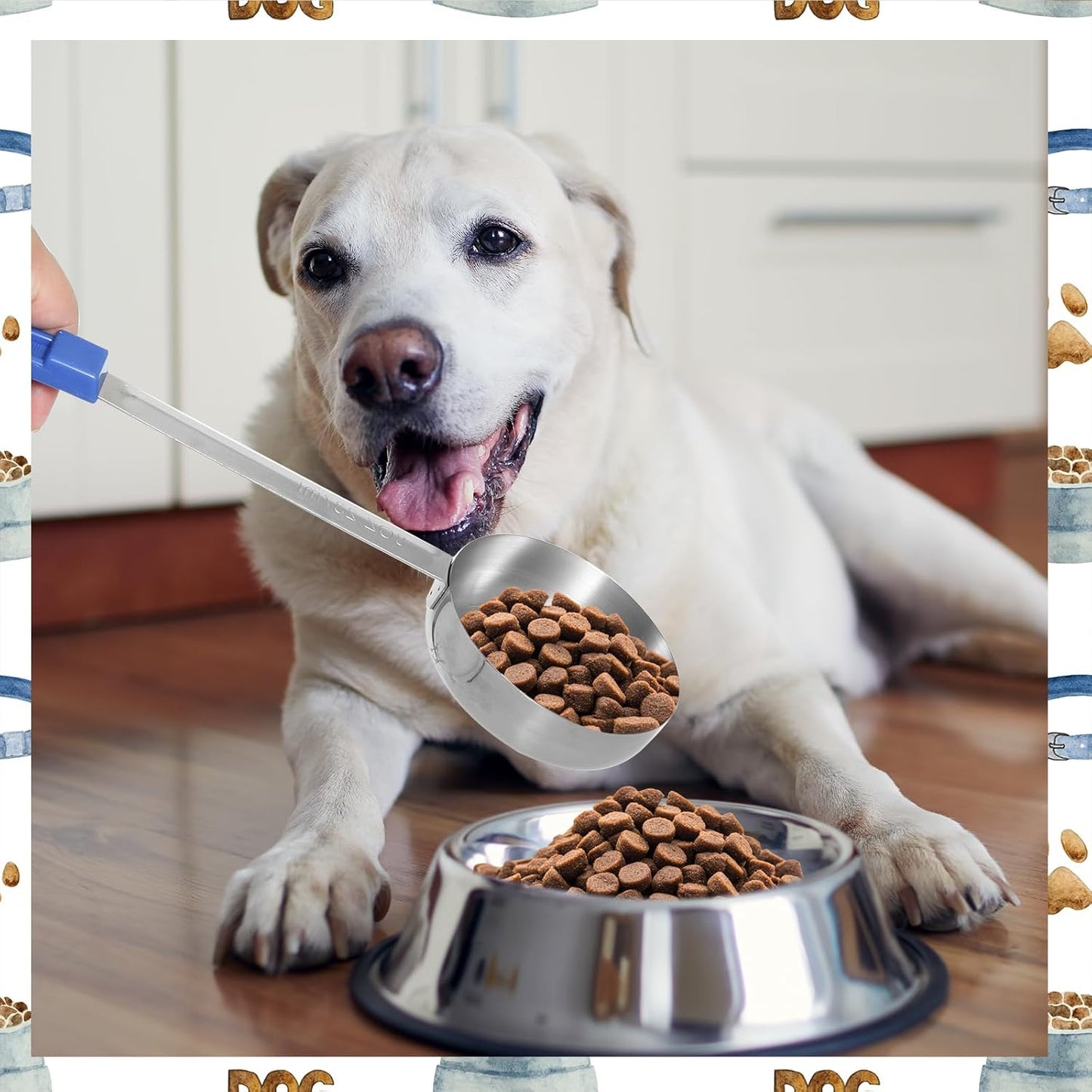 2 Pcs Dog Food Scoop Long Handled Scoops 3/4 Cup Stainless Steel Measuring Cups Portion Control Serving Spoons for Dogs Cats Birds and Rabbits Pet Food Feeding Scoop (3/4 Cup)