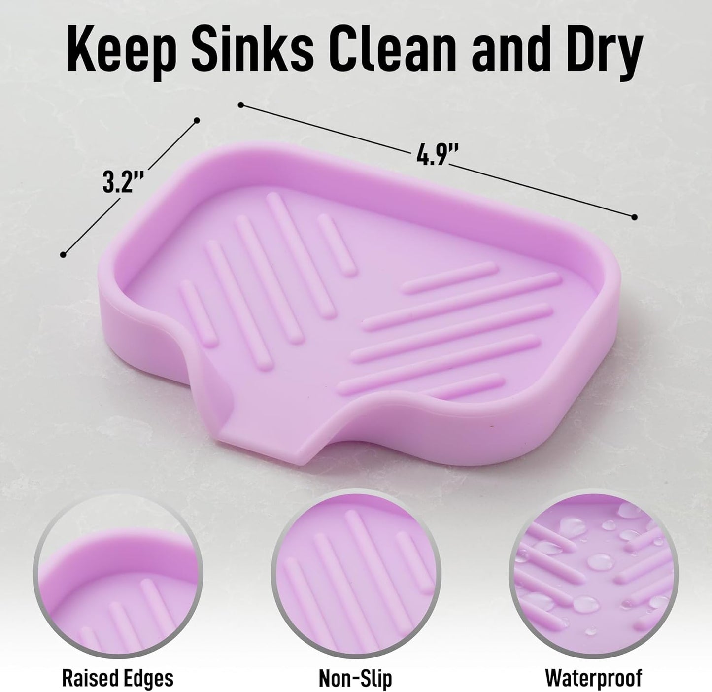 Zulay Kitchen (9x3.5in Sponge Holder for Kitchen Sink - Flexible Heavy-duty Multipurpose Sink Caddy - Counter Organizer for Kitchen, Bathroom, Makeup, Trinkets & More! (Grey)
