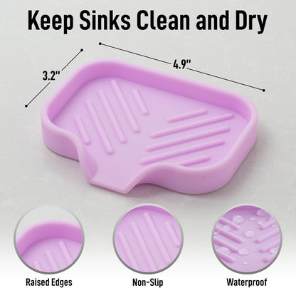 Zulay Kitchen (9x3.5in Sponge Holder for Kitchen Sink - Flexible Heavy-duty Multipurpose Sink Caddy - Counter Organizer for Kitchen, Bathroom, Makeup, Trinkets & More! (Grey)