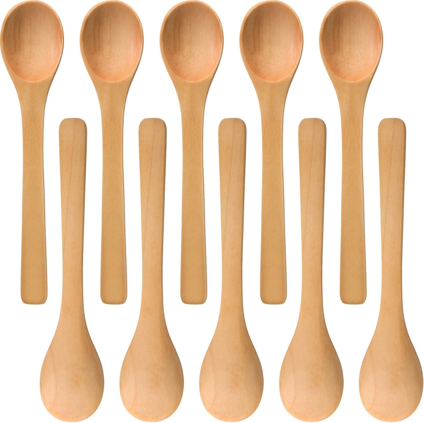 Boao 30 Pieces Small Wooden Spoons, 5.12'' L Mini Wood Spoons for Soup, Little Tiny Honey Teaspoons Bulk for Stirring Coffee Tea Stirring Jars Sugar Seasoning Oil Kitchen Supplies(Light Brown)