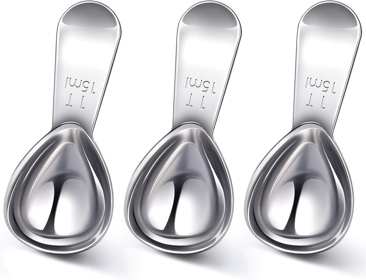 Patelai 3 Pieces Coffee Scoop Tablespoon Measuring Spoons Stainless Steel Coffee Scoops Short Handle Tablespoon for Tea Sugar Kitchen Gifts(15 ml,Silver)