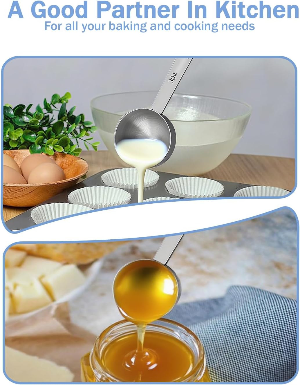 Teaspoon Measuring Spoons, 7.5mL (7.5 cc | 1/4 oz) Stainless Steel Teaspoon Scoop, Long Handle Metal Measuring Spoons for Cooking,Baking (0.25 OZ)