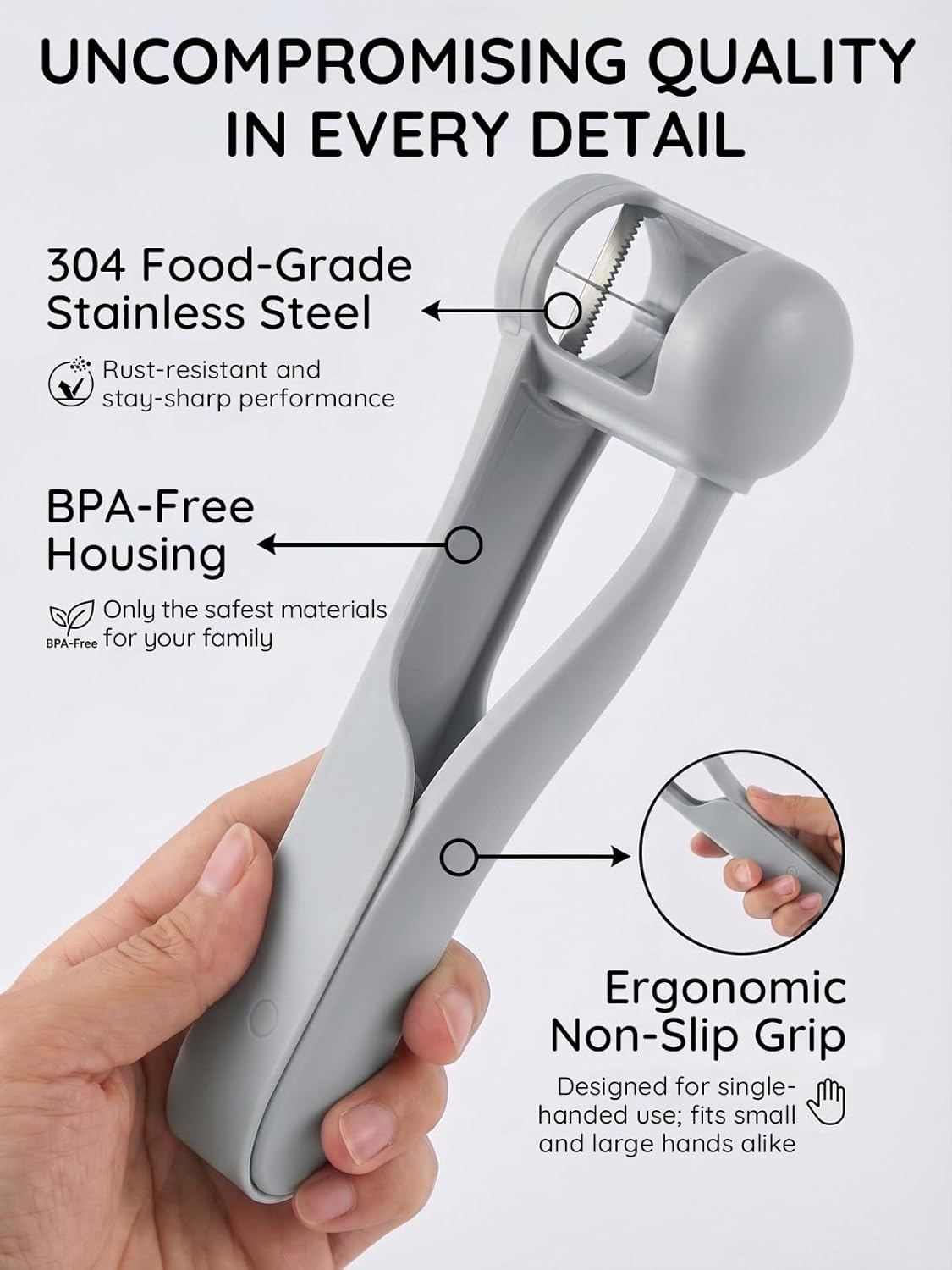 Homnoble Grape Cutter for Toddlers & Baby - Stainless Steel Grape & Cherry Tomato Slicer for Kids Lunch Box - Portable Small Fruit Quarterer Tool, Prep for Salad & Healthy Snacks