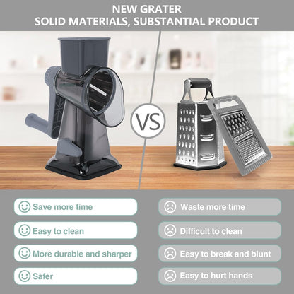 Rotary Cheese Grater with Handle-Versatile Cheese Grater Non-Slip Suction Base,Cheese Shredder & Food Slicer for Cheese,Carrots, Cucumbers,Nuts-Compact & Easy Clean Kitchen Kitchen Tool (blue)