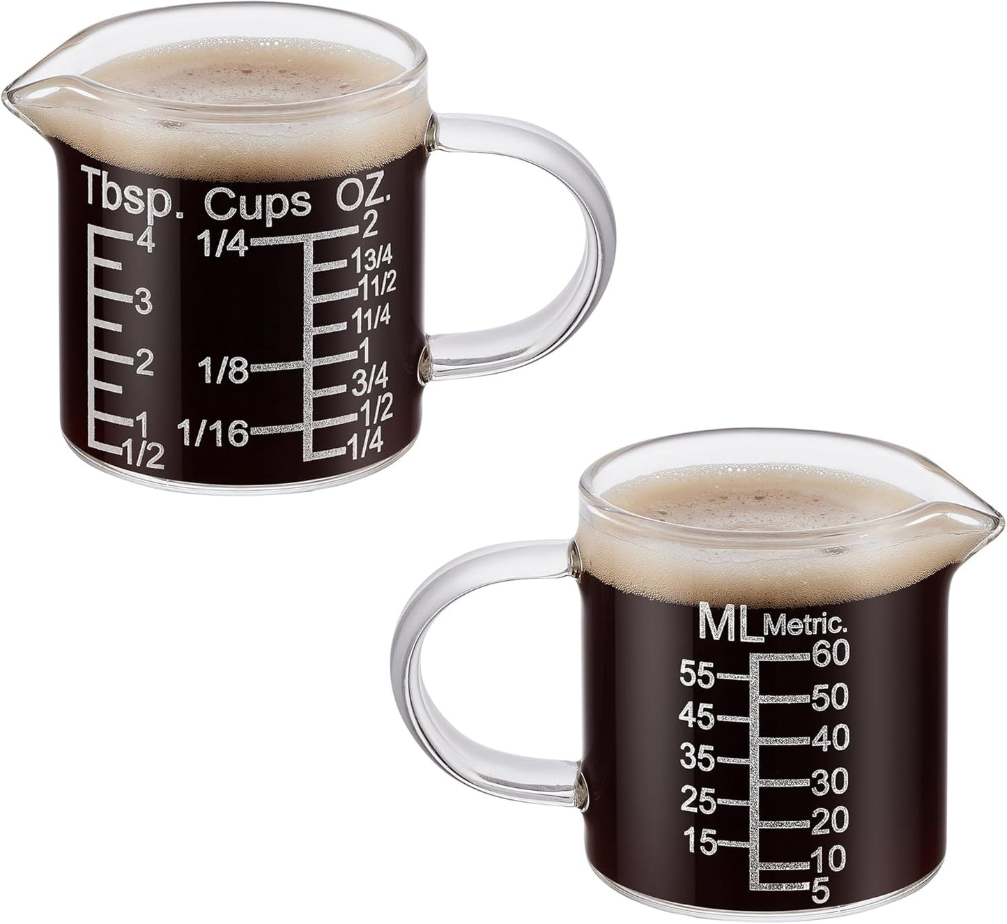 Ackers Etched Graduated Glass Measuring Cup - [Insulated Handle | V-Shaped Spout] - High Borosilicate Glass Measuring Cup for Kitchen or Dining, Easy to Read, 500 ML (16 Oz, 2 Cup)