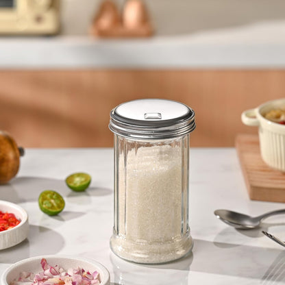 Fox Run 5167 Glass Spice Jar with Stainless Steel Shaker Lid, 6 Ounce, Clear Container for Seasonings, 1 Count (Pack of 1)