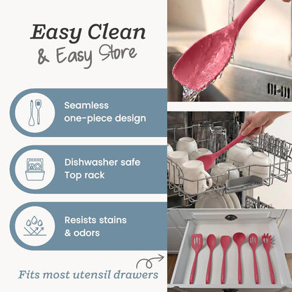 Starpack Like a Boss XL Silicone Cooking Utensils Set (6-Piece, 13.5") - LFGB Certified, 600°F Heat Resistant, BPA-Free - Heavy-Duty Steel Core, Dishwasher Safe - for Nonstick Cookware, Sage Green