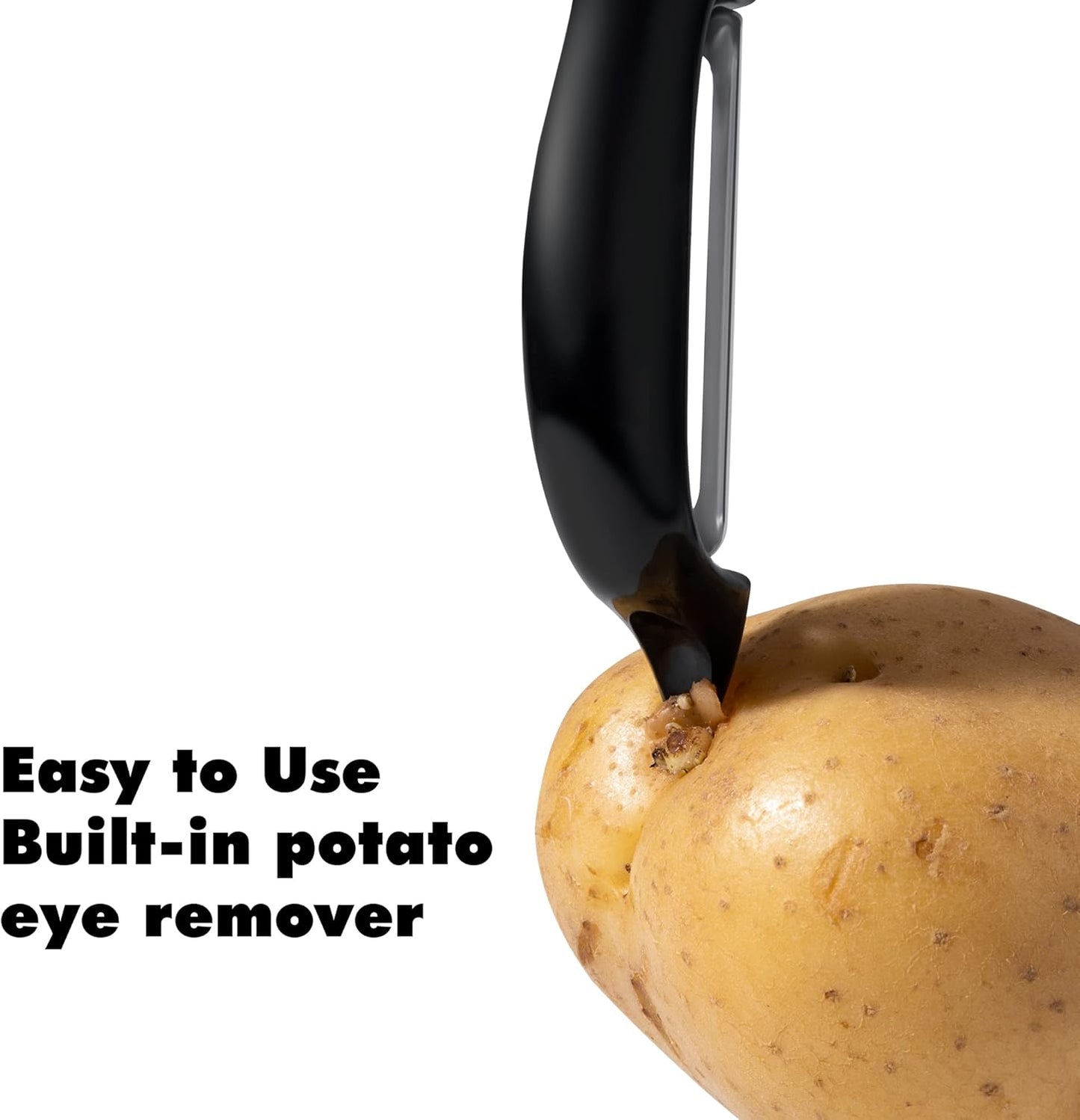 Rainspire Vegetable Peeler Potato Peelers for Kitchen, Sharp Stainless Steel Blades Veggie, Comfortable Handle Fruit Peeler, Carrot Peeler Apple Peeler Dishwasher Safe, Black, 2-Pack