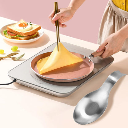 VanlonPro Stainless Steel Spoon Rest, Spatula Ladle Holder, Stainless Steel Utensil Spoon Rest Holder, Brushed Finish, Dishwasher Safe 9.8 x 3.7 Inch (Silver 1PC)