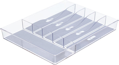 Glad Silverware & Utensil Drawer Organizer - Divided Clear Plastic Storage Tray with 5 Compartments for Kitchen Flatware and Cutlery - BPA Free, Food Safe, Non Slip, 11x13 inches