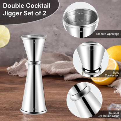 Briout Jigger for Bartending, Double Cocktail Jigger Japanese Premium 304 Stainless Steel Jigger 2 OZ 1 OZ with Measurements Inside