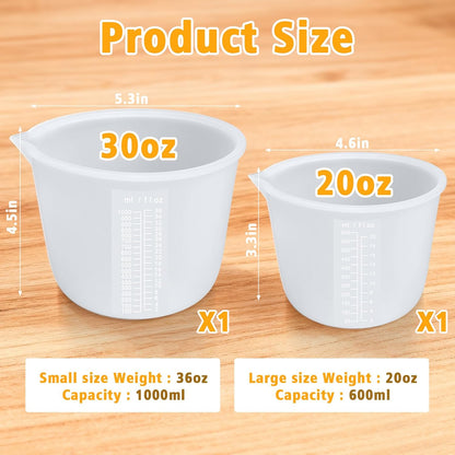 Palksky Silicone Chocolate Melting Cup Set with 4 Silicone Measuring Cups (250ml & 350ml) and 4PCS Heat-Resistant Jar Spatulas, Non-Stick Baking Tools for DIY Chocolate, Butter & Cream Mixing