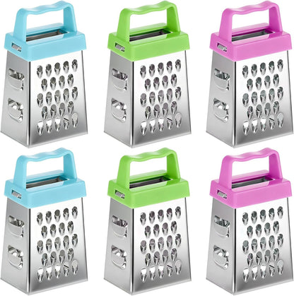 6Pcs Mini Cheese Grater, Stainless Steel Professional Box Grater Efficient Kitchen Small Gadget for Grating Garlic Ginger Vegetable Chocolate Parmesan