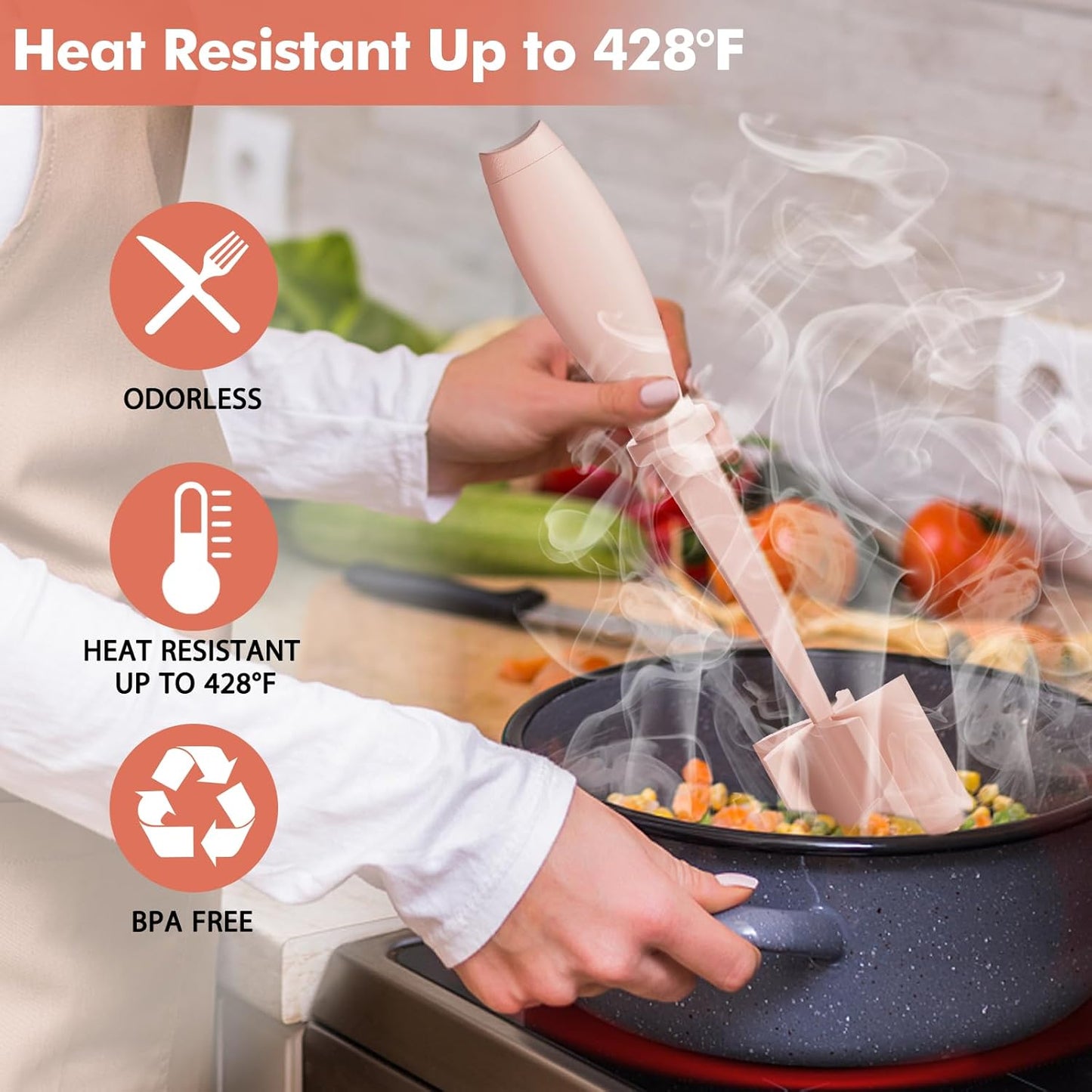 Upgrade Meat Chopper, Heat Resistant Meat Masher for Hamburger, Ground Beef Smasher, Nylon Hamburger Grinder Utensil for Ground Beef, Non Stick Mix Ground Chopper, Mix and Chop Potato Masher Tool