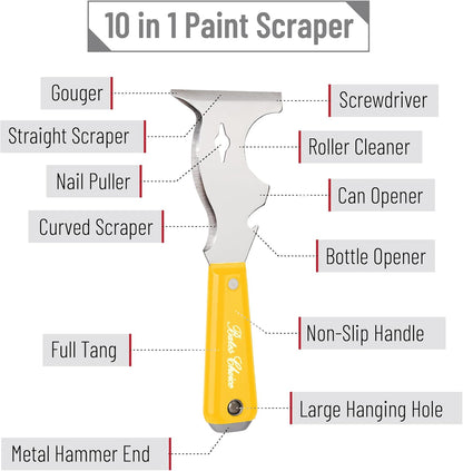 Bates- Paint Scraper, 10 in 1 Painters Tool, Paint Scrapers for Wood, Painters Tool, Painters Knife, Paint Scraper for Painting, Putty Knife, Metal Scraper, Spackle Tool, Putty Scraper, Knife Scraper