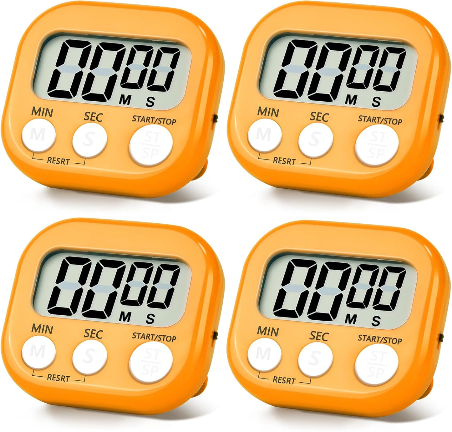 4 Pack Digital Kitchen Timer Magnetic Digital Timer with Big Display Loud Ring Cooking Timers for Cooking, Game, Gym, Break Time, Classroom(4, Pink, Green, Orange, White)