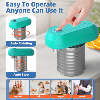 Electric Can Opener, Rechargeable Can Openers for Seniors & Arthritis, One-Touch Automatic Can Opener, Hands-Free, Smooth Edge, Compact, Kitchen Gadgets