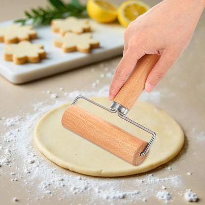 2 Pcs Baking Wooden Rolling Pins T-shape Pizza Dough Roller Pin Non-Stick Baker Pastry Roller Set for Tortilla Cookie Dumpling Home Kitchen Baking Cooking