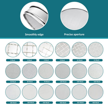 304 Stainless Steel Mesh Lab Sieve, 80 Mesh (0.2mm) Aperture Test Sieve, 7.9Inch(20cm) Diameter Economy Standard Analysis Sample Test Sieves for Industrial Laboratory Homes - Colors A