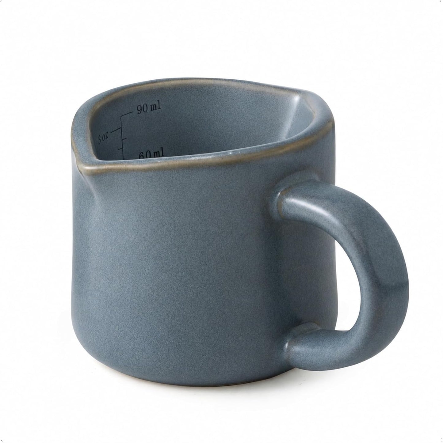 Espresso Cups Ceramic, 200ML Espresso Measuring Cup with Handle, Expresso Shots Cups with Scale, Espresso Accessories, White