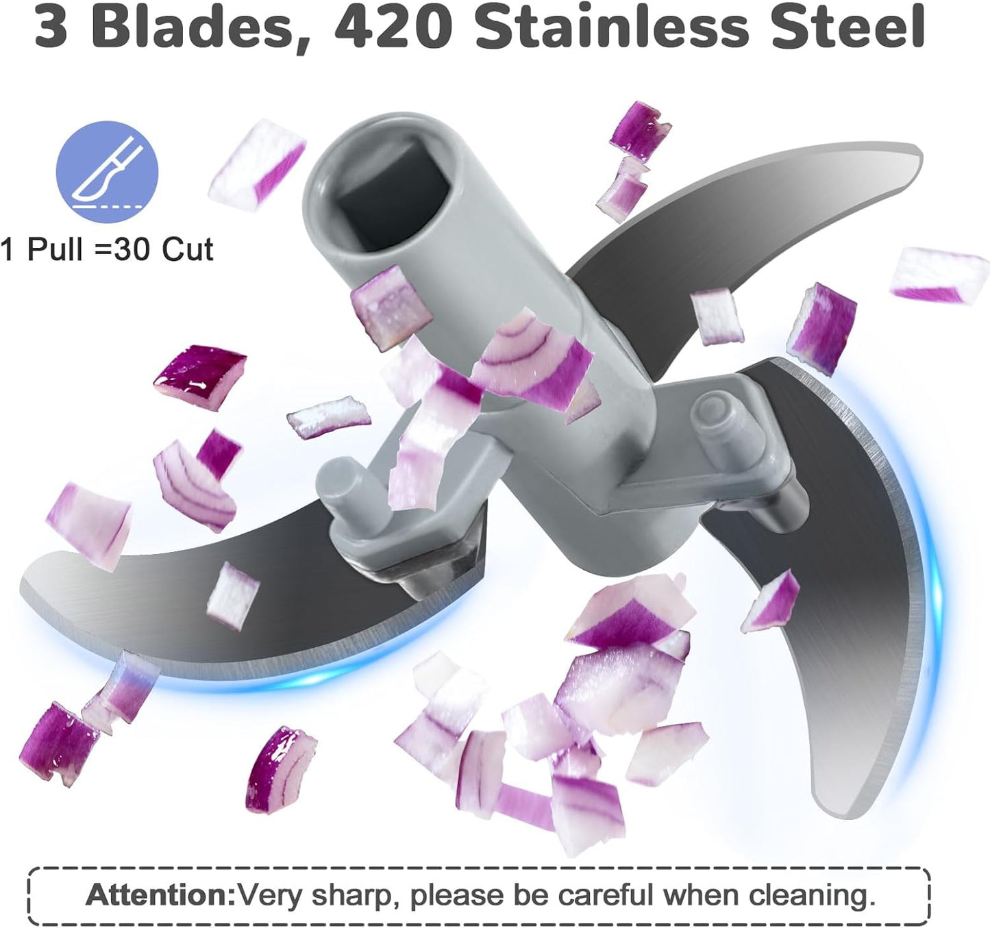 Garlic Chopper Mincer Manual Vegetable Chopper 500ml - with Pull String Garlic Press Crusher 5 Sec Chop Food Quickly, for Garlic, Ginger, Potato, Avocado, Onion, Salad, etc., Pink