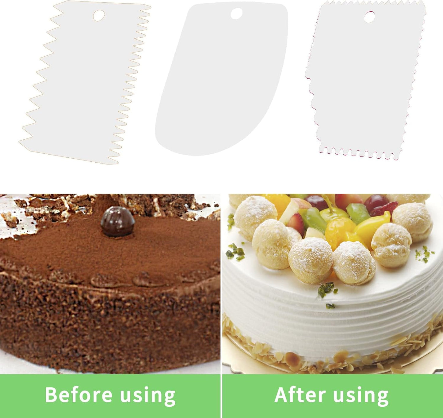 Cake Scraper, Cake Smoother Scraper Set, Dough Scraper Icing Scraper Polisher Tool, Cake Decorating Comb, Icing Smoother Plastic Sawtooth Cake Icing Kitchen Baking Cake Edge (Red)