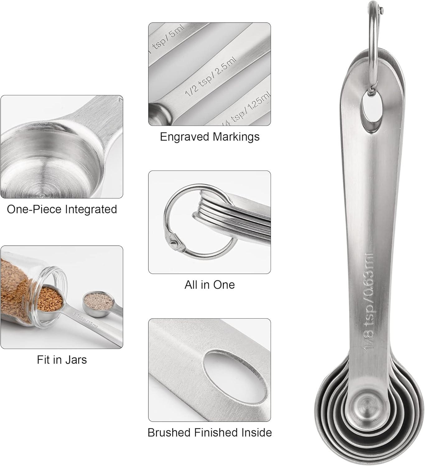Measuring Cups and Spoons Set, Copper Measuring Cups and Spoons Set for Baking & Kitchen, Stainless Steel Measure Cup and Spoon for Dry &Liquid, Metal 7 Measure Cups&6 Spoons