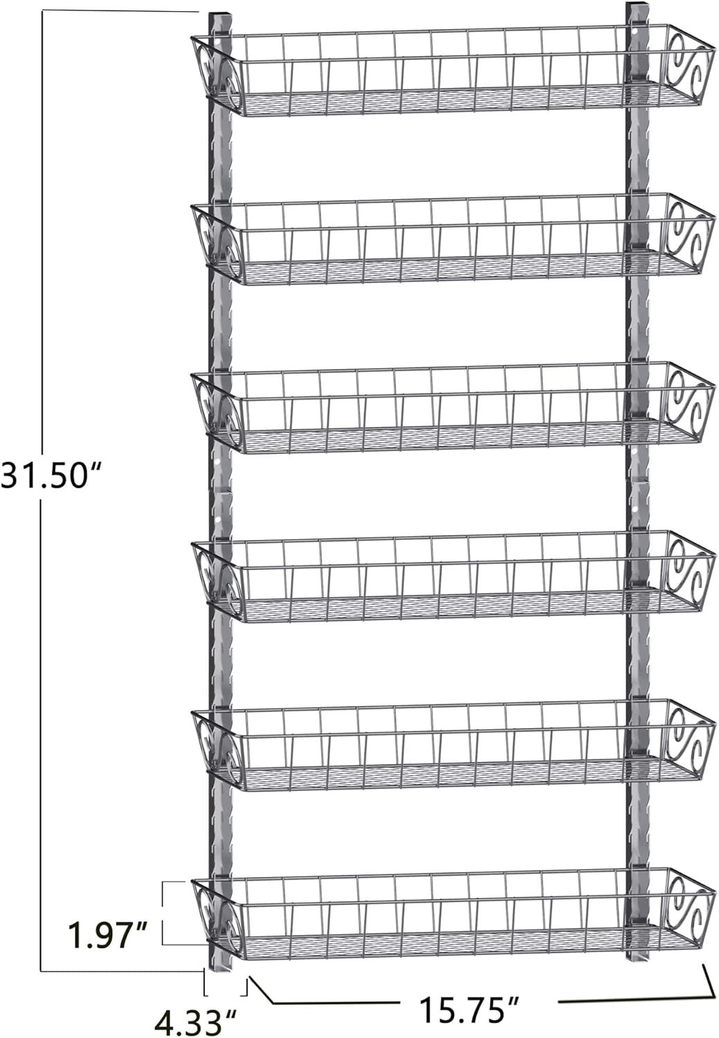 SWOMMOLY Adjustable Wall Mount Spice Rack Organizer, 12-Tier Dual-use (Multi-use) Hanging Spice Shelf Storage for Kitchen Pantry Cabinet Door, Seasoning Holder Organizer, Black
