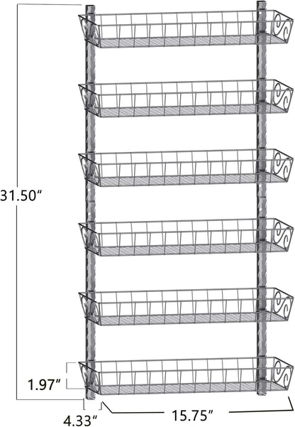 SWOMMOLY Adjustable Wall Mount Spice Rack Organizer, 12-Tier Dual-use (Multi-use) Hanging Spice Shelf Storage for Kitchen Pantry Cabinet Door, Seasoning Holder Organizer, Black