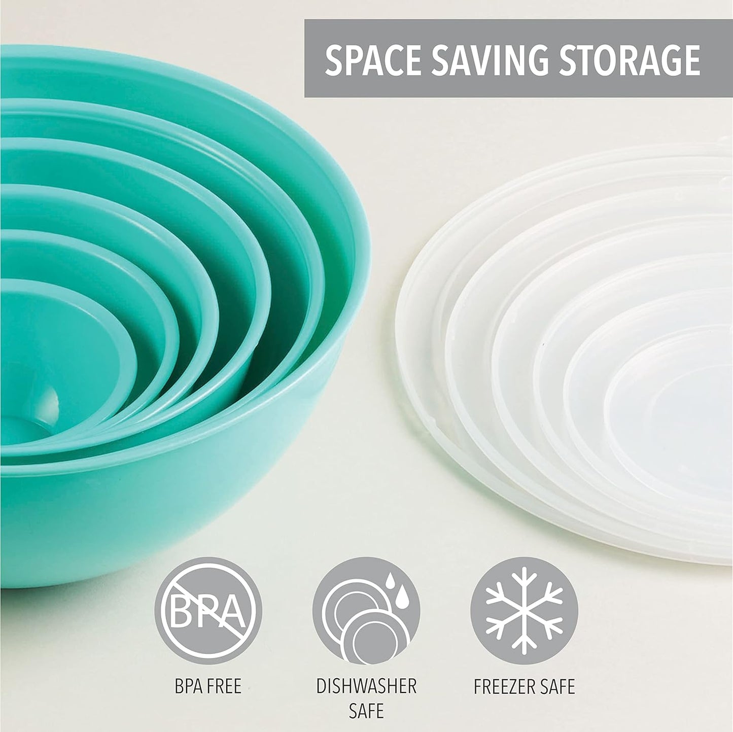 Table Concept Mixing Bowls with Airtight Lids, Stainless Steel Nesting Bowl Set for Space Saving Storage, Ideal for Cooking, Baking, Prepping & Food Storage