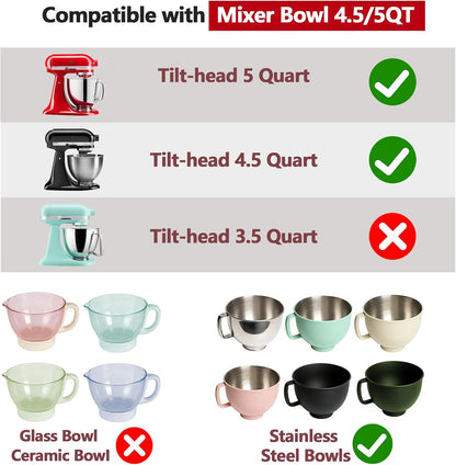 3 Pack Silicone Bowl Liners with Lids for KitchenAid 5QT Tilt Head Mixer, Collapsible Food-Grade Bowl Inserts, Thick Heat/Cold Resistant Silicone Mixing Bowl Liners