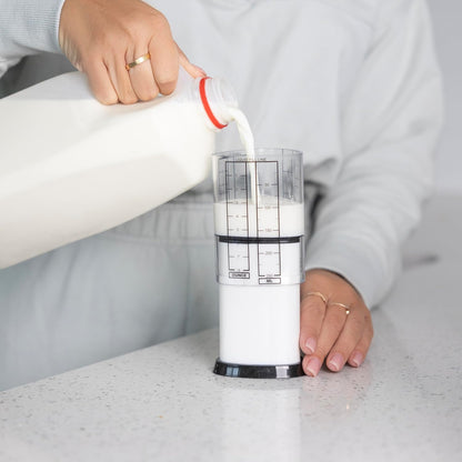 KitchenArt 2 Cup Tri Adjust A-Cup, Easy Pour Measuring Cup, 3.25x3.25x6", Black/White