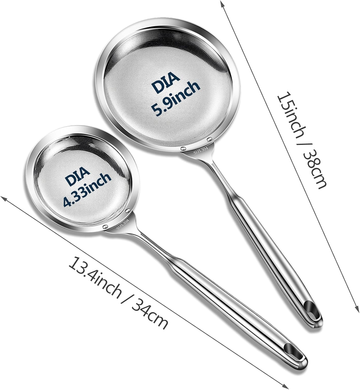 Ugotit Skimmer Spoon Stainless Steel, Fine Mesh Strainer for Cooking, Fat Skimmer & Hot Pot Skimmer, Dishwasher Safe Kitchen Gadget (DIA 3.5Inch)