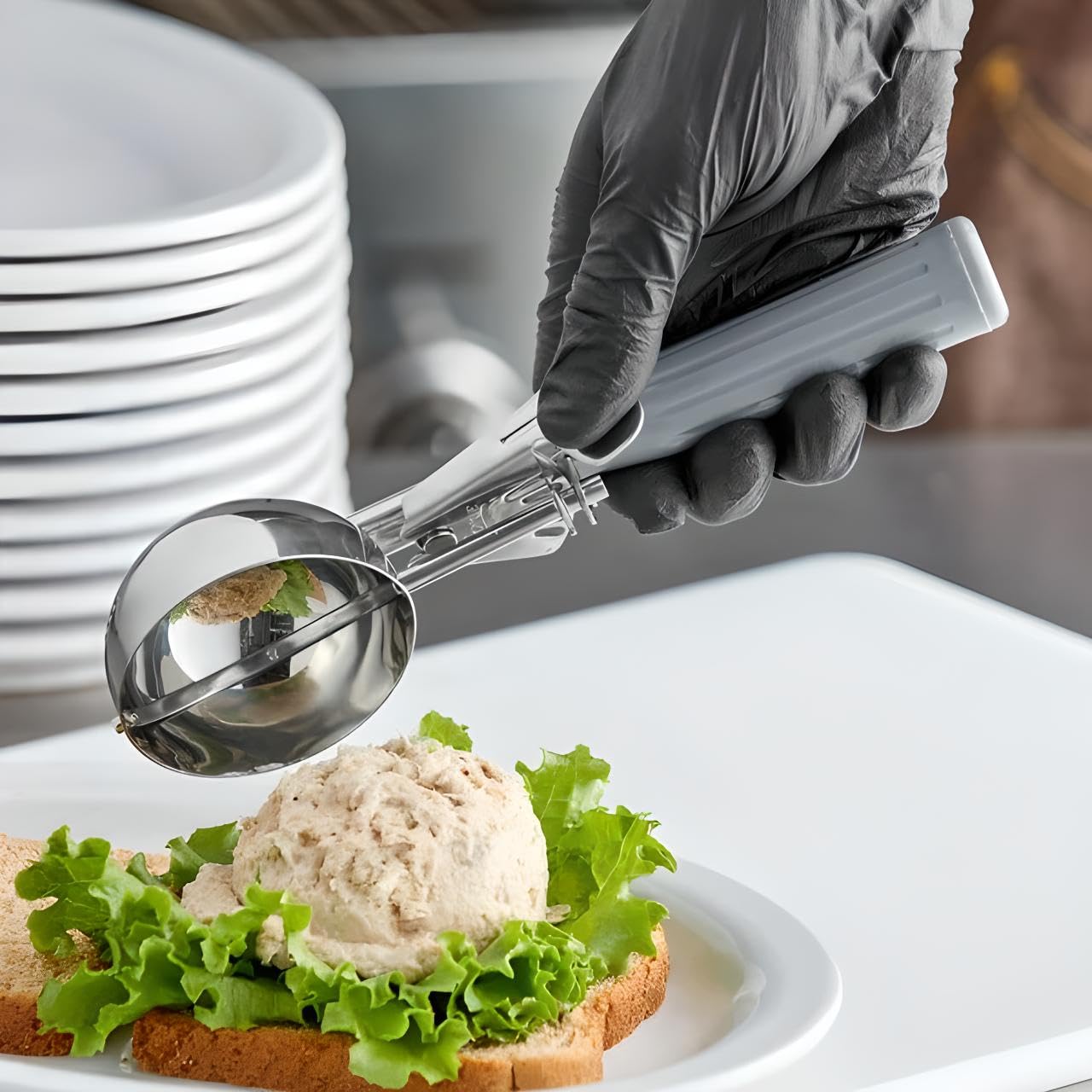 OCS Parts Professional Series #6 5/8-Cup Cookie Dough Scoop | 5.33-Ounce Round Stainless Steel Multipurpose Scoop for Dough, Baking, Batter, Meatballs, Rice, and Melon Balls | Dishwasher Safe