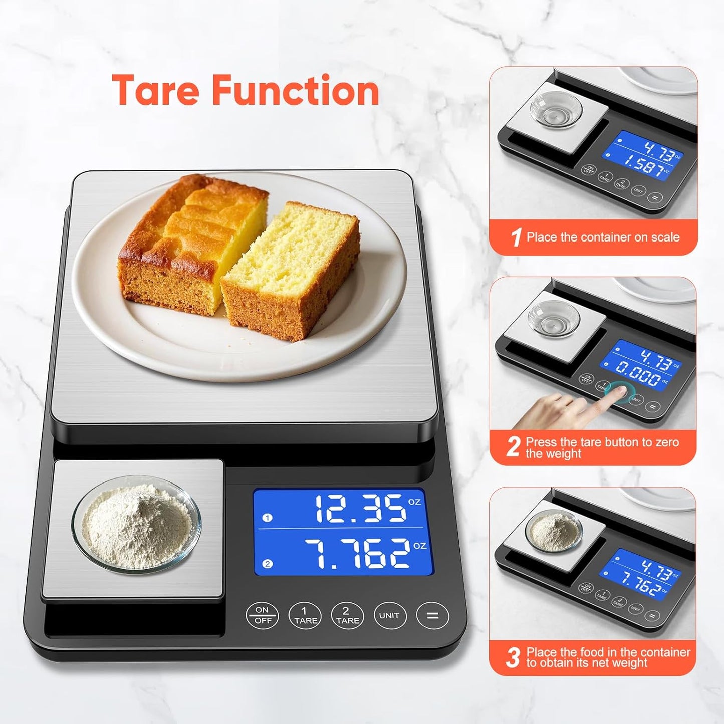 KUAIVO Smart Nutrition Food Scale with TFT Display, Tracks Calories, Fat, Carbs & Protein, Works with App for Daily Reports, 50 Built-in Foods, 23 Nutrients, Digital Kitchen Scale for Meal Prep
